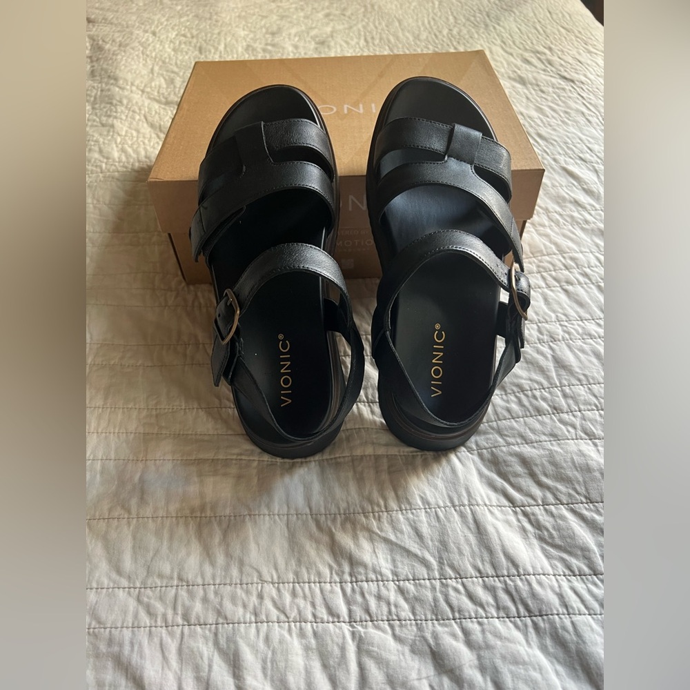 Vionic Black Platform Sandals - Picture 2 of 5